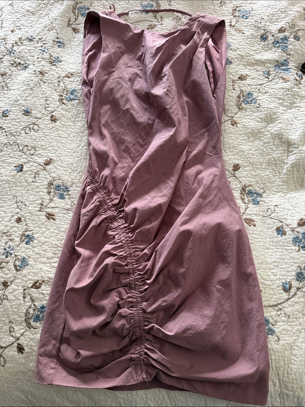 Women’s Ruched Sleeveless Dress in Dusty Mauve